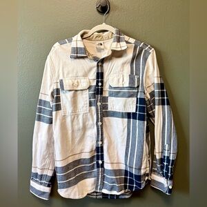 The North Face Blue and White Plaid Casual Button Down Shirt